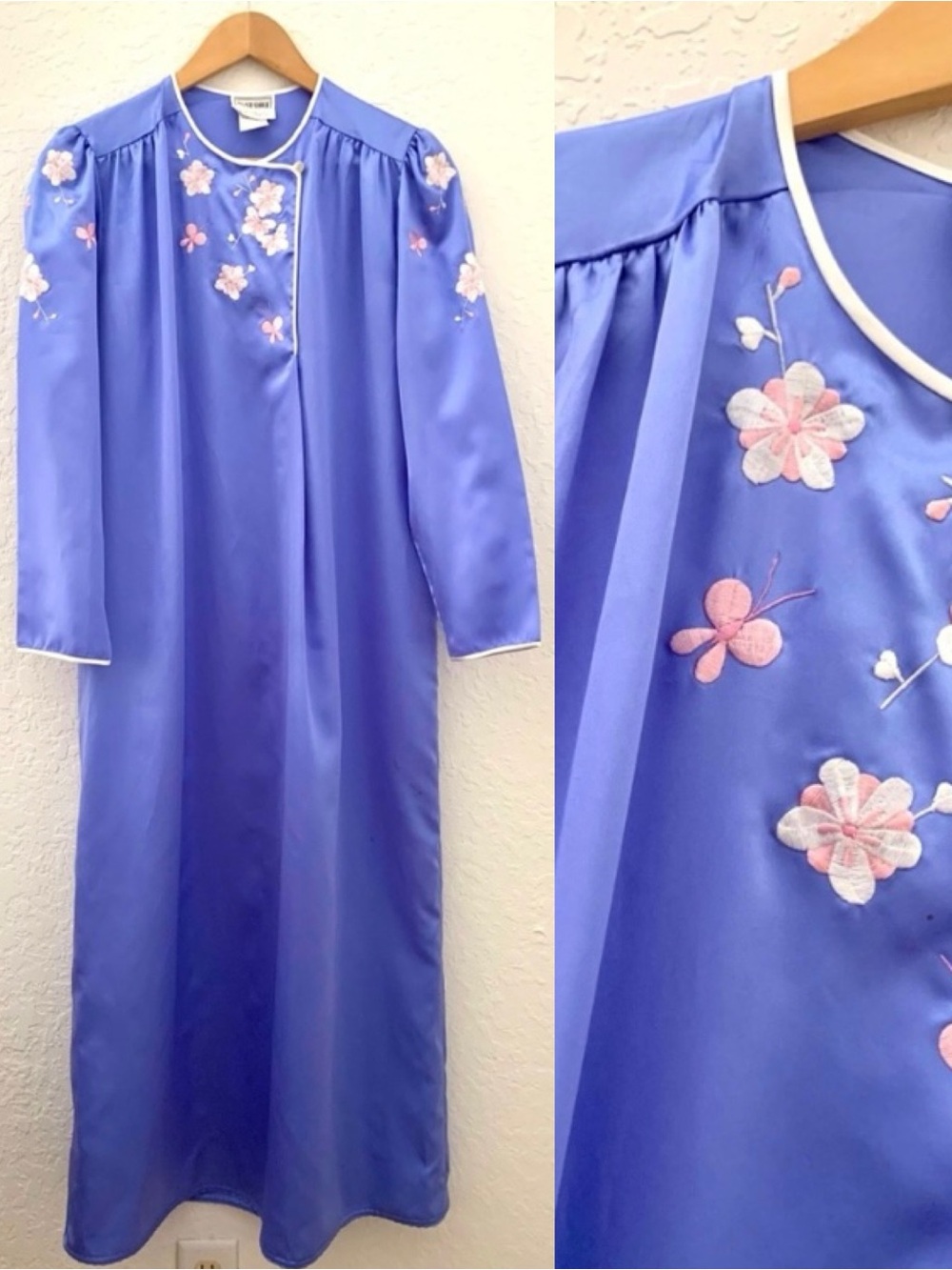Natori Lavender Vintage Purple Embroidered Caftan
